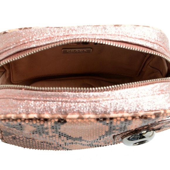 Prada Women's Pink Python Skin Leather Bag Clutch - Picture 6 of 7